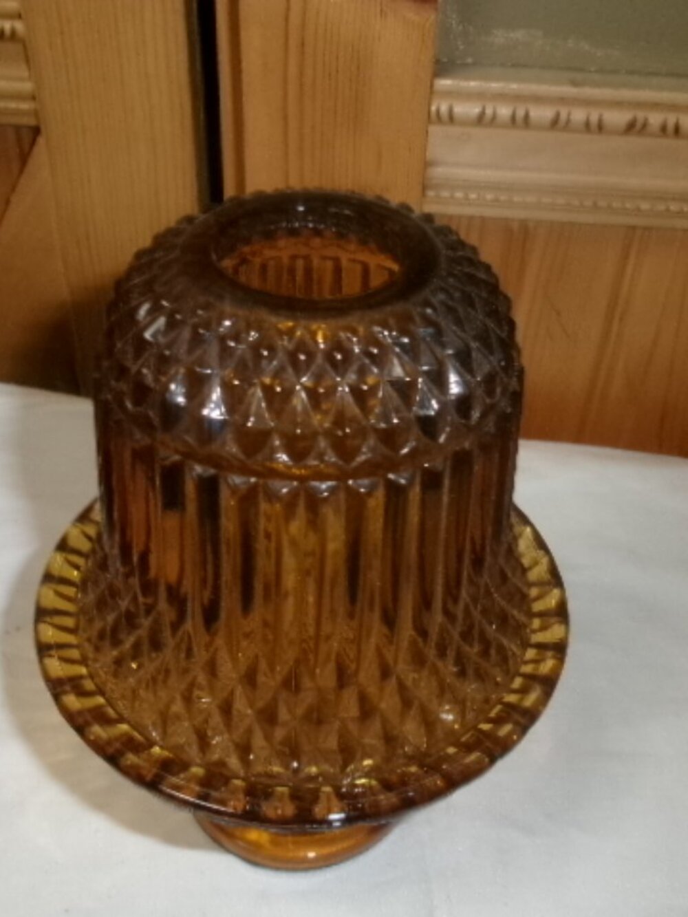 Vintage Diamond Point Indiana Glass 2 part fairy Lamp - Picture 3 of 5